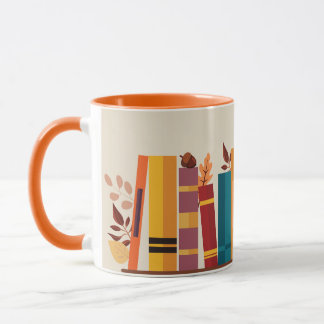 Autumn season cozy book stack Taza Mok