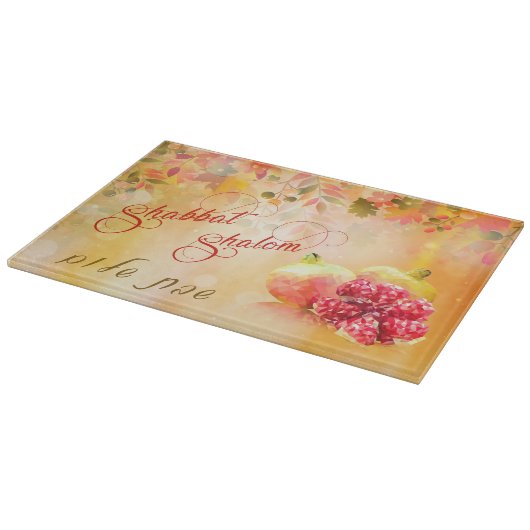 Autumn Shabbat Shalom Hebrew Challah Cutting Board Snijplank (Hoek)