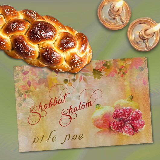 Autumn Shabbat Shalom Hebrew Challah Cutting Board Snijplank