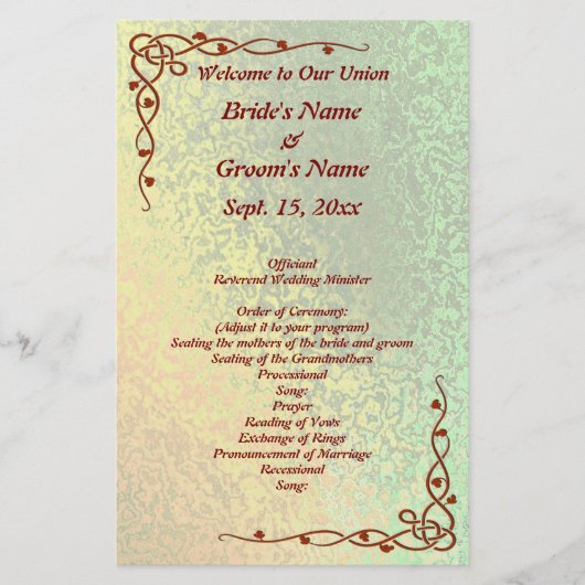 Autumn Shades Green and Yellow Wedding Med Flyer (Voorkant)