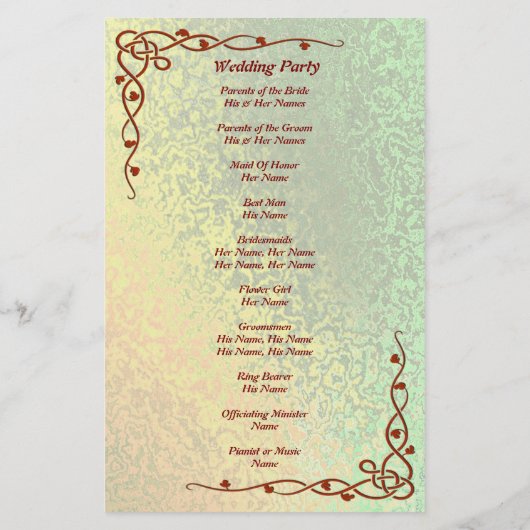 Autumn Shades Green and Yellow Wedding Med Flyer (Achterkant)