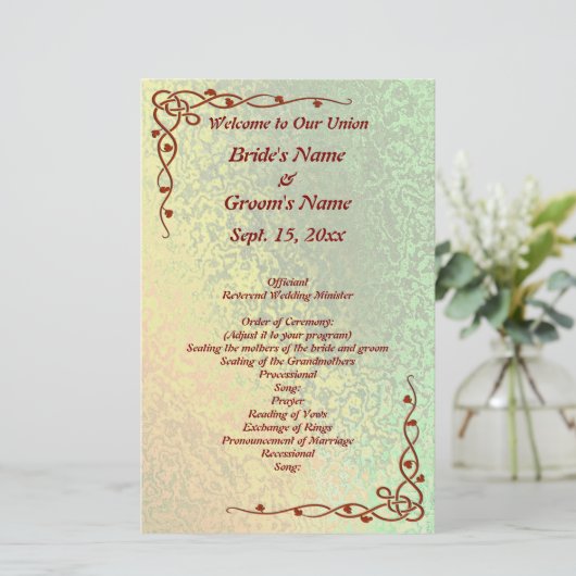 Autumn Shades Green and Yellow Wedding Med Flyer (Staand voorkant)