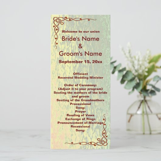 Autumn Shades Green and Yellow Wedding Rack Kaart (Staand voorkant)