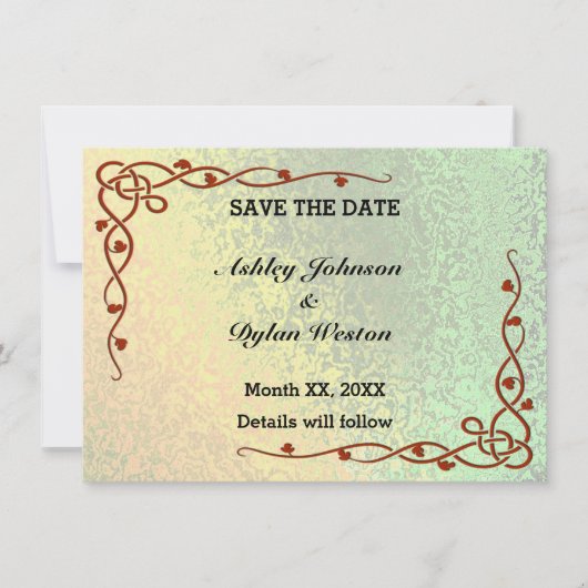 Autumn Shades Green Yellow Save the Date Kaart (Voorkant)