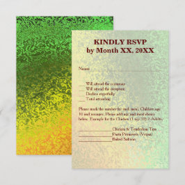 Autumn Shades Green Yellow Wedding Vert Menu RSVP Kaart