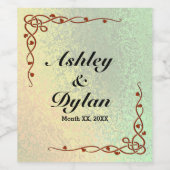 Autumn Shades Green Yellow Wedding Wijn Etiket (Enkel label)