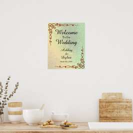 Autumn Shades Green Yellow Welcome Weddenron Poster