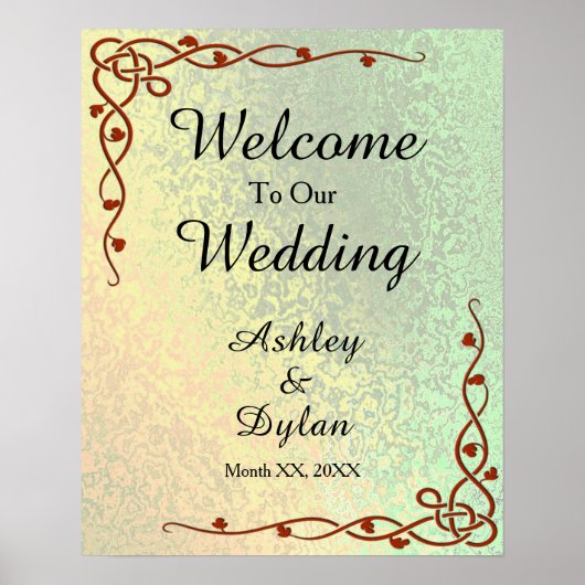 Autumn Shades Green Yellow Welcome Weddenron Poster (Voorkant)