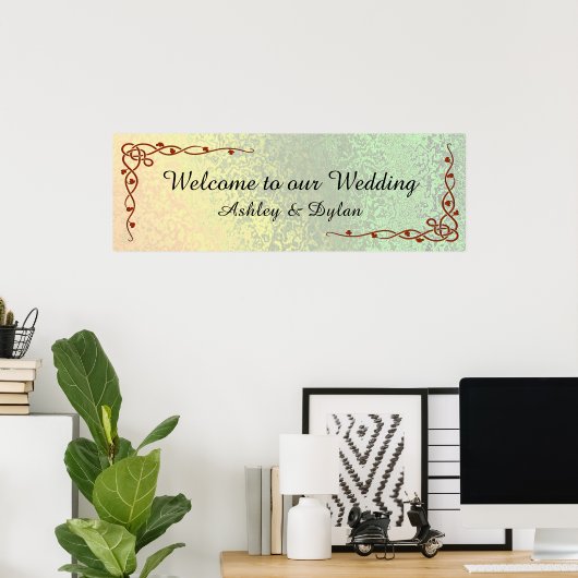 Autumn Shades Green Yellow Welcome Wedding 36x12 Poster (Thuiskantoor)
