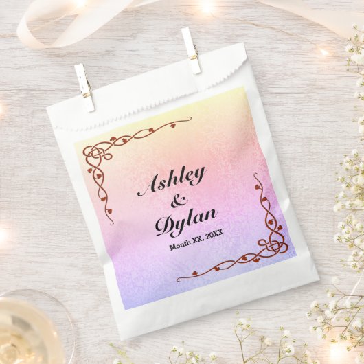 Autumn Shades Pink Paarse Aangepaste Names Weddens Bedankzakje (Geknipt)