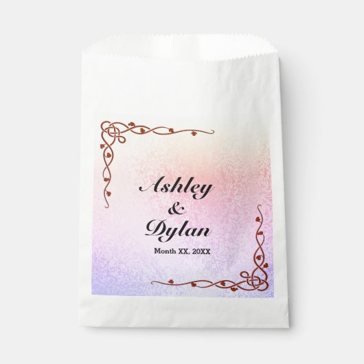 Autumn Shades Pink Paarse Aangepaste Names Weddens Bedankzakje (Voorkant)