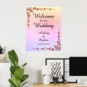 Autumn Shades Shimmer Pink Purple Welcome Poster (Thuiskantoor)