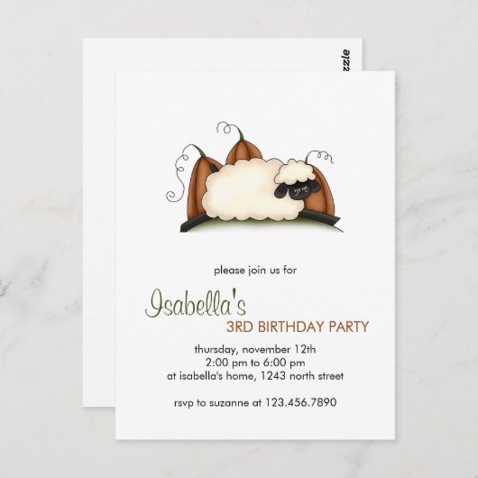 Autumn Sheep ・ Sheep & Pumpkins Briefkaart (Voorkant / Achterkant)