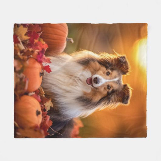 Autumn Sheltie Fleece Deken (Voorkant (Horizontaal))