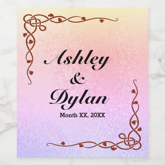 Autumn Shimmer Shades Yellow Pink Paars Wijn Etiket (Enkel label)