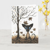 Autumn Siamese Cat beroemd gemaakt door BiHrLe Kaart (Gele Bloem)
