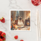 Autumn Siamese Cat Hostess bij Dinner Thanksgiving Servet (Insitu)
