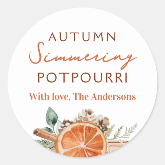 Autumn Simmering Potpourri Gift Ronde Sticker (Voorkant)