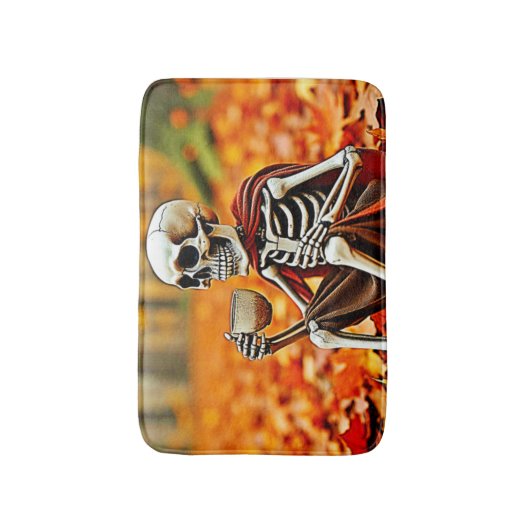 Autumn Skeleton Coffee Break Ontwerp Badmat (Voorkant Verticaal)