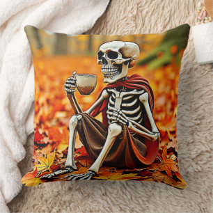 Autumn Skeleton Coffee Break Ontwerp Kussen