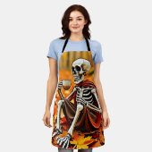 Autumn Skeleton Coffee Break Ontwerp Schort (Gedragen)