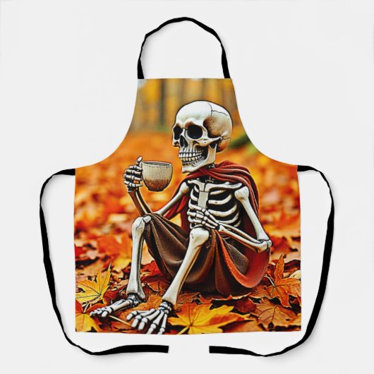 Autumn Skeleton Coffee Break Ontwerp Schort (Voorkant)