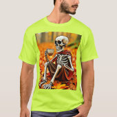 Autumn Skeleton Coffee Break Ontwerp T-shirt (Voorkant)