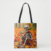 Autumn Skeleton Coffee Break Ontwerp Tote Bag (Voorkant)
