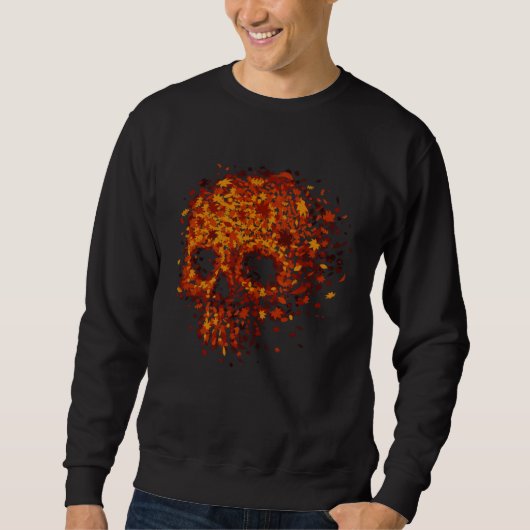 Autumn Skull Shape Fall Leaves Graphics Halloween Trui (Voorkant)
