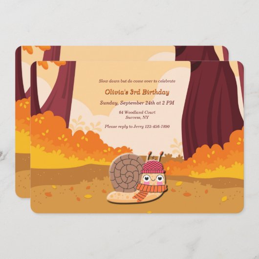 Autumn Snagel Birthday Party Kaart (Voorkant / Achterkant)