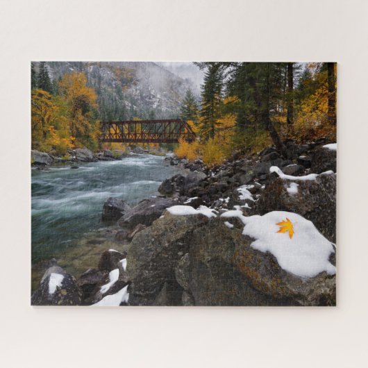 Autumn Snow Along Wenatchee, Near Leavenworth Legpuzzel (Horizontaal)