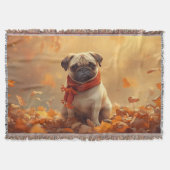 “Autumn Snuggles with Pugsy” Cute Autumn Pug Deken (Voorkant)