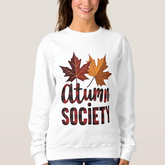 Autumn Society Plaid Lettering Herfst Trui (Voorkant)