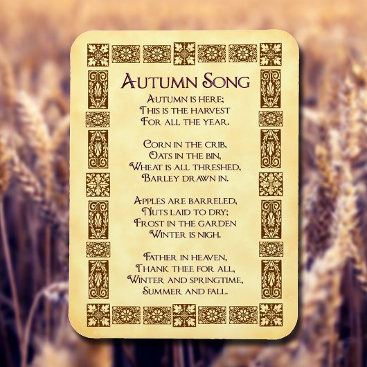 Autumn Song  Art Thanksgiving Poem Magnet Magneet