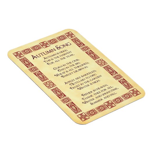 Autumn Song Red Art Thanksgiving Poem Magnet Magneet (Rechterzijde)