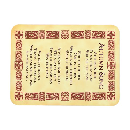 Autumn Song Red Art Thanksgiving Poem Magnet Magneet (Horizontaal)