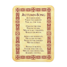Autumn Song Red Art Thanksgiving Poem Magnet
