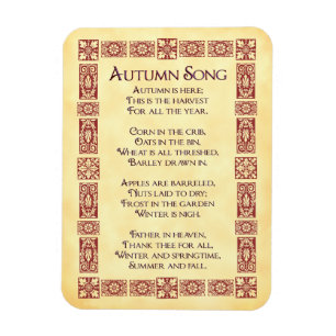 Autumn Song Red Art Thanksgiving Poem Magnet Magneet