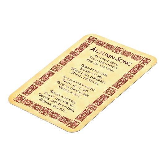 Autumn Song Red Art Thanksgiving Poem Magnet Magneet (Linkerzijde)