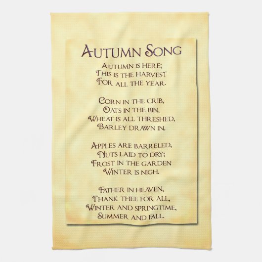 Autumn Song Thanksgiving Poem Theedoek (Verticaal)