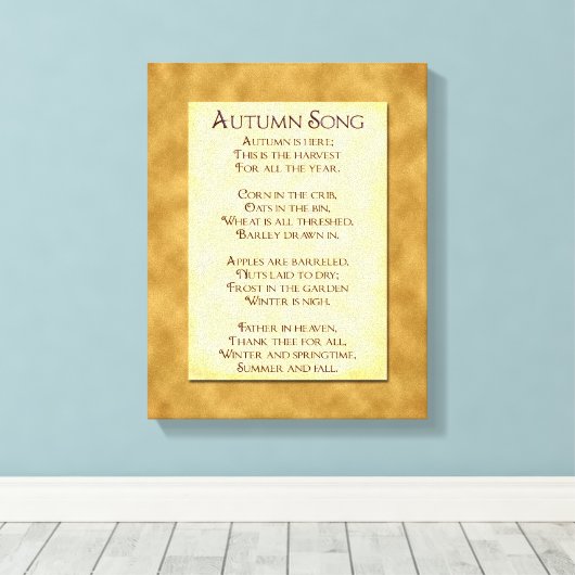 Autumn Song Thanksgiving Poem Wrapped Canvas Afdruk (Insitu (Houten vloer))