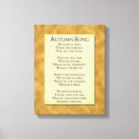 Autumn Song Thanksgiving Poem Wrapped Canvas Afdruk (Voorkant)