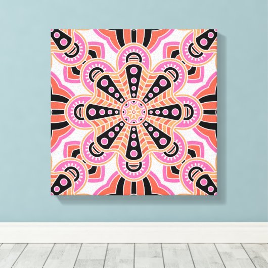 Autumn Spice Mandala- Boho Flower Bust Canvas Afdruk (Insitu (Houten vloer))