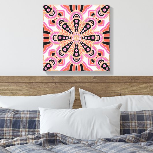 Autumn Spice Mandala- Boho Flower Bust Canvas Afdruk (Insitu (Slaapkamer))