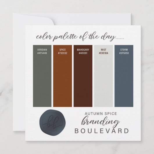Autumn Spice Rustic Herfst Kleur Palet Kaart (Voorkant)