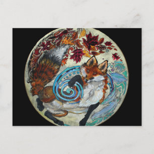 Autumn Spiral Fox Briefkaart
