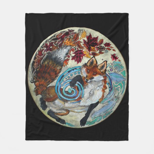 Autumn Spiral Fox Fleece Deken (Voorkant)