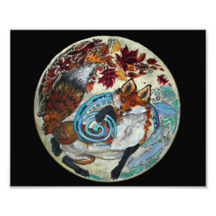 Autumn Spiral Fox Foto Afdruk