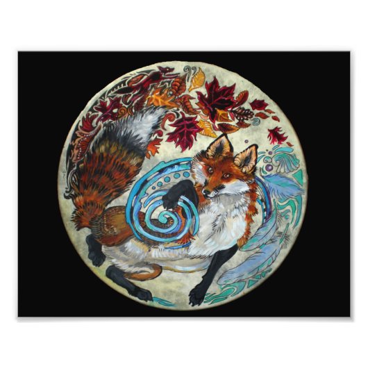 Autumn Spiral Fox Foto Afdruk (Voorkant)