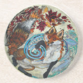 Autumn Spiral Fox Zandsteen Onderzetter (Voorkant)